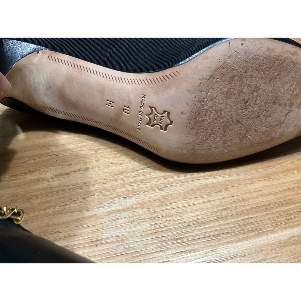 Roberto Vianni Neiman Marcus Black Leather Chain Kitten Heel Pumps Italy 10M - Picture 4 of 5